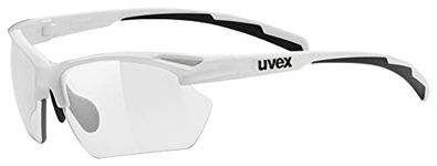 uvex Sportstyle 802 V Small - Sports Sunglasses for Men and Women - Self-Tinting Lenses - Anti-Fog Technology - White/Smoke - One Size