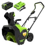 Greenworks 40V (75+ Compatible Tools) 16” Cordless Snow Blower, 5.0Ah Battery and Charger Included, SN40B410