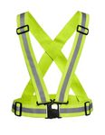 Safety High Visibility Protective Safety Reflective Vest Belt Jacket Night Cycling Reflector Strips Cross Belt Stripes Adjustable -Green Color Pack Of 2