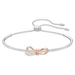 Swarovski Women's Lifelong Bow Bangle Bracelet, Brilliant White Crystals with Mixed Metal, from the Swarovski Lifelong Bow Collection