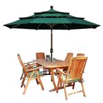 THESHELTERS 10 Ft 3 Tier Large Size Garden Umbrella, Outdoor Umbrella with Double Vented, Patio Umbrella with Stand and 8 Sturdy Ribs Perfect for Garden, Terrace, Lawn, Poolside (Green)