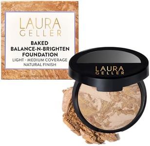 LAURA GELLER NEW YORK Award-Winning Baked Balance-n-Brighten Color Correcting Powder Foundation – Handmade in Italy – Buildable Coverage, Matte Finish – For Mature & Sensitive Skin – 04 Medium