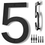 IVERRA 8 Inch Large Floating House Numbers, Black Modern House Number for Outside, Big Plastic Exterior Address Numbers for Door Wall Street (5)