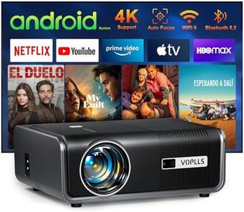 [Built-in Apps & Auto Focus/Keystone] Smart Projector 4k with WiFi and Bluetooth, VOPLLS 600ANSI Native 1080P Outdoor Projector, PPT, 50% Zoom Home Theater Movie Projector for Bedroom/iOS/Android