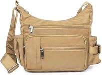 VOLGANIK ROCK RFID Anti Thief Crossbody Bag for Women Waterproof Shoulder Bag Messenger Bag Casual Nylon Purse Handbag (Khaki)