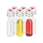 Danmu Art 6PCS Glass Bottles with Stoppers 250ml - Airtight Swing Top Bottles for Vanilla Extract Kombucha Brewing Water