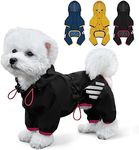 Dog Raincoat, Waterproof Dog Rain Jacket with Hood, Dog Rain Coat with Leash Hole, Reflective Strap for Small Medium Dogs, Lightweight Puppy Clothes(Black,M)