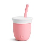 Munchkin C’est Silicone! Open Training Cup with Straw for Babies and Toddlers 6 Months+ Ideal Transition Sippy Cup, Free Flow Sippy Cup to Straw Cup for Baby and Toddler weaning, 4oz / 120ml, Coral