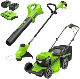 Greenworks 48V (2x24V) 21" Brushless Mower+12" String Trimmer+320CFM Blower,(2) 5.0Ah Batteries and 4A Dual Port Charger