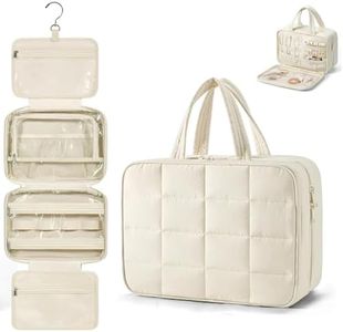 Blissora Hanging Travel Toiletry Bag for Women Men Valentines with Jewelry Organizer, Waterproof Cosmetic Bag Makeup Case Large Capacity, Travel Essentials, Travel Accessories Women (Beige, L)