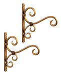 IN HOME DECOR Antique Golden Polish Handmade Wrought Iron Wall Hanger for Lantern/Diya, Bird Feeder, Ornaments String Light SET of 2