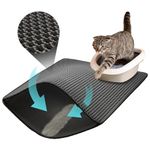 ZuHucpts Large Cat Litter Mat Trapper -90 x 61 cm1 Pack Honeycomb Double Layer Litter Mat -Traps Messes, Easy Clean and Durable, Non Toxic Trapper Rug Suitable for Litter Tray (Black)