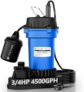 FOTING 3/4HP Submersible Sump Pump,4500 GPH Cast Iron Sewage/Effluent Pump,Automatic Tethered Float Switch,Septic Pump for Basement,Septic Tank,Basin,Sewage Well,1-1/2" NPT Discharge, Dark Blue