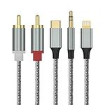 RCA to 3.5mm/USB Type C/Lightning Cable, iPhone to Phono Adapter cable Compatible with iPhone/Samsung Galaxy/Huawei/OnePlus/Google Pixel/Tablet/PC for Amplifier HiFi, DJ Speakers, Stereo Amplifier