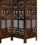 WoodCraftia Wooden Room Divider Partition - Foldable Screen Privacy Separator for Living Room, Bedroom, Office, Studio Area - Mixed Design, Brown 5 Feet (3 Panel)