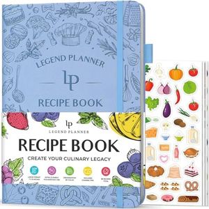 Legend Recipe Book – Blank Family Cookbook to Write In Your Own Recipes – Empty Cooking Journal – Personalized Cooking Notebook, Hardcover, Large 7”x10” Format, 58 Recipes Total (Periwinkle)