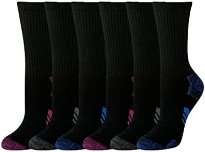 Amazon Essentials Women's Performance Comfortable Cotton Cushioned Breathable Athletic Crew Sports Socks, Good Quality, Fit Well, 6 Pairs, Black, 6-9