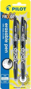 Pilot Frixion Ball Black Erasable Gel Ink 0.7, Pack of 2 Gel Pens