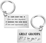 Gezxin Great Grandpa Gifts- Great grandpa Birthday Keychain for Men- to My Great-grandpa Gift Ideas- Great grandpa Christmas Xmas Father's Day Valentines Easter Presents, Great Grandpa, 1.57*0.86inch