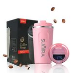 SUVIRA17Oz Temperature Display,Digital Smart Coffee Cup,Stainless Steel Mug,Vacuum Insulated Tumbler, Double Wall,Leakproof Lid, Maintains Both Warmth & Cold,Perfect for Car Travel,Office.(Pink)