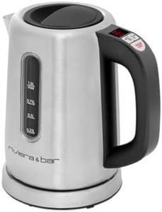 riviera&bar - Bouilloire à Température Réglable BBT350 SIENA - Inox Brossé - Compacte, Socle Pivotant à 360°, Protection Anti Surchauffe - 1L, 20x21,5x14,5 cm