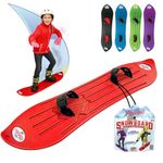 The Original Geospace Sledsterz Kids Beginner Snowboard for Winter Fun on Snow, with Adjustable Step-in Bindings; for Kids Between 4 to 12 Years Old (RED)