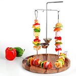 Urban Snackers Barbecue and Kebab Stand with Hanging Kebab 4 Skewers and 2 Mini Bowl, Stainless Steel, Silver, Use for Home, Kitchen, Hotel & Restaurants, Pack of 1