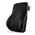 ObusForme Memory-Foam Lumbar Pillow Back Cushion – Dual-Strap Support for Office Chair, Car Seat & Gaming Chair, Breathable Washable Cover, Reversible Upper/Lower-Back Design, Black
