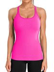 ATTRACO Tank Tops Women Workout Top Yoga Tops Sport Vest Gym Vest Running Top Shirts Yoga Tank Tops with Built in Bra Pink M