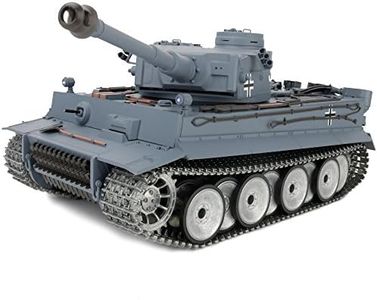 1/16 2.4ghz Remote Control German Tiger I Gray Color Tank Adults Model Toy(Upgraded/Metal Road Wheel & Tracks & Sprocket Wheel & Idle Wheel)(Steel Gear Gearbox)(5000mah Nimh Battery)(Airsoft)