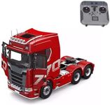 WOWOBONTOY RC Truck, 1/14 Scale 2.4G 6x6 All Wheel Drive Full-Proportional RC Tractor Truck with 2-Speed & Realistic Sound and Lights, Vehicle Gift for Adults and Teens (RTR/Red)