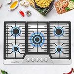 Built-in Gas Cooktop,5 Italy SABAF Sealed Burners Gas Rangetop 41,800BTU, NG/LPG Convertible, Penta Burner Stainless Steel Gas Stovetop with Thermocouple Protection,120V AC. (30 inch)