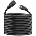 100 ft 14 Gauge Black ETL Listed Indoor, Outdoor AC Power Electric Cable Extension Cord 14 AWG 3 Prong 125 Volts, 13 Amps 1625 Watts Black 100 Foot (25, 50, 75, 100 feet)