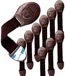 KidDough Furniture Safety Locks for Kids - Pack of 10, Strong and Adhesive Child Safety Locks for Drawers, Cabinets, Fridge, Cupboard Lock, Baby Proofing Product (Brown)