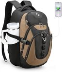 Swissdigital Design Business Laptop Backpack with Smart USB Charging Port, Travel Backpack Fits 15.6 inches Laptops, Water Repellent College Backpack for Men Women, Tan/Black | SD803