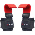 Kobo Weight Lifting Hooks, Non-Slip Rubber Coating, 8mm Thick Padded Neoprene with Double Stitching, Premium Pair of Lifting Straps with Hooks for Weightlifting, Deadlifts, Chin Pull Up & Exercise