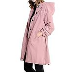 AMhomely Women Rain Coats Ladies Rain Jacket Lightweight Raincoat Waterproof Long Sleeve Windbreaker Climbing Outdoor Hooded Trench Coats for Winter Cold Weather UK Size S-5XL, Pink