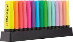 Highlighter - STABILO BOSS ORIGINAL - Deskset of 15 - 9 Fluorescent Colours + 6 Pastel Colours