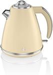 Swan SK19020CN Retro Jug Kettle, Fast Boil, Easy Pour, 360 Degree Base, 1.5L, 3KW, Cream