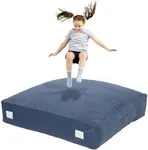 Upgraded Crash Pad for Kids Sensory with Handle,Soft Foam Blocks - Crash Pads for Autistic Children Indoor Jump Climb, Kids Autism Sensory Crash Mat with Anti-Slip Washable Cover (4FT x 4FT)