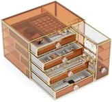 Youdepot Jewelry organizer box-Tempered Glass 5-Drawer jewelry boxes for women, Large Jewelry Boxes & Organizers With Velvet Necklaces Earring Organizer.