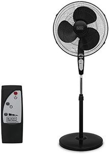 BLACK+DECKER 18-Inch Stand Fan with Pedestal Base, Height Adjustable Pedestal Fan with Remote and Touch Control Panel, Free Standing Fan with 90-Degree Oscillating and 3-Speed Settings, Black