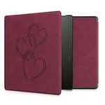 kwmobile Cover Compatible with Amazon Kindle Oasis 10. Generation Cover - eReader Case - Brushed Heart Abstract Dark Red