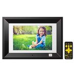 KODAK Digital Photo Frame 10 inch 8GB Memory with Remote Control, High Resolution Electronic Wooden Picture Frame with Image Preview Music Video Random Playback/Calendar/Alarm/Timer Functions, Black