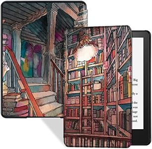 BOZHUORUI Slim Case for 6.8" Kindle Paperwhite (11th Generation - 2021) and Kindle Paperwhite Signature Edition - Lightweight PU Leather Folio Cover with Auto Wake/Sleep (Bookshelf)