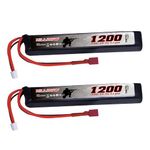 Hilldow 11.1V LiPo Airsoft Battery 1200mAh 30C Rechargeable Stick Pack Batteries High Performance Compatible with Deans/T Plug for Airsoft Guns Rifle Model