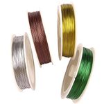 4X Rolls of Tiger Tail Binding Wire Florist Reel[4X Brown,350908875865-2]