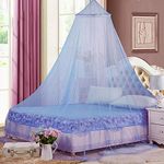 Eimilaly Bed Canopy Mosquito Net, Bed Canopy for Girls Room Decor - Insect Protection Hanging Canopy for Adults, Babies, Outdoor Camping, Light Blue/No Opening