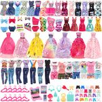 Festfun 63 Doll Clothes and Accessories 12 Fashion Dresses 4 Tops 4 Pants Outfits 3 Party Gown Dresses 3 Swimsuits Bikini 37 Accessories Shoes Hangers for 11.5 inch Doll Girl Gift