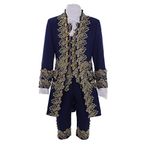 Victorian Costume Men's Rococo Costume Suit Prince Cosplay Costume for Halloween (L, Blue)